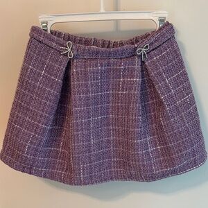 Purple Tweed Skirt with Bow Accents